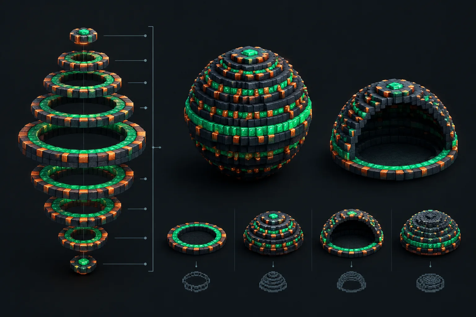 Isometric voxel diagram